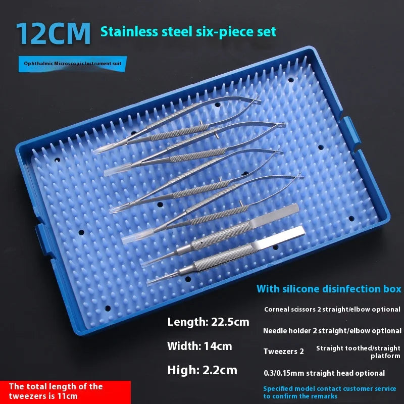 Conjunto de ferramentas para pálpebras, fórceps porta-agulhas com tesoura de dentes, instrumento oftálmico de aço inoxidável