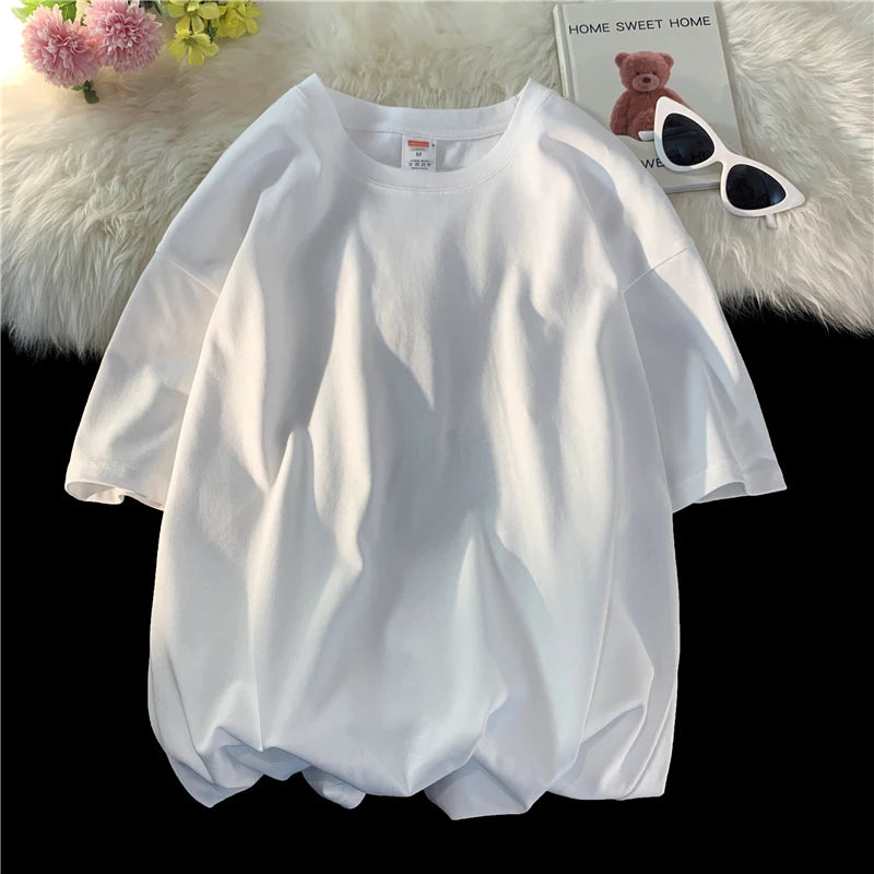Camiseta de manga curta extragrande masculina, camiseta solta com decote em O, blusa de streetwear Hip Hop, camiseta de algodão, nova moda, verão, 5XL