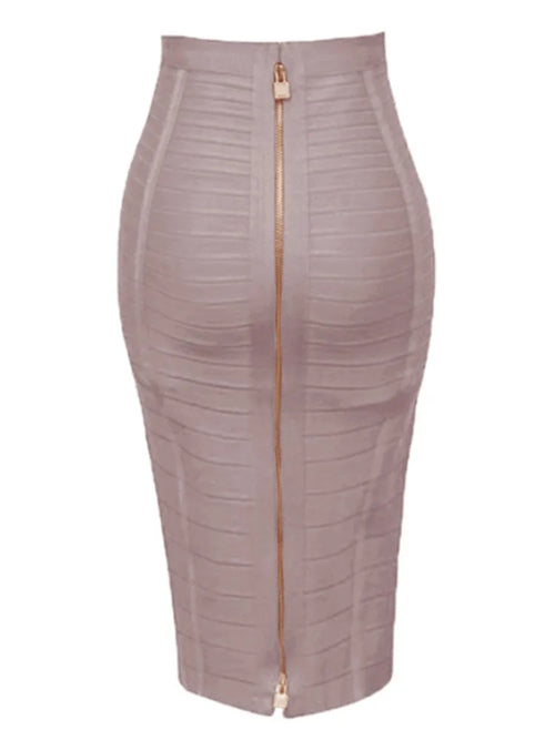 16 cores sexy sólido zíper laranja azul preto vermelho bandagem saia feminina elástica bodycon verão xl xxl lápis saias 58cm
