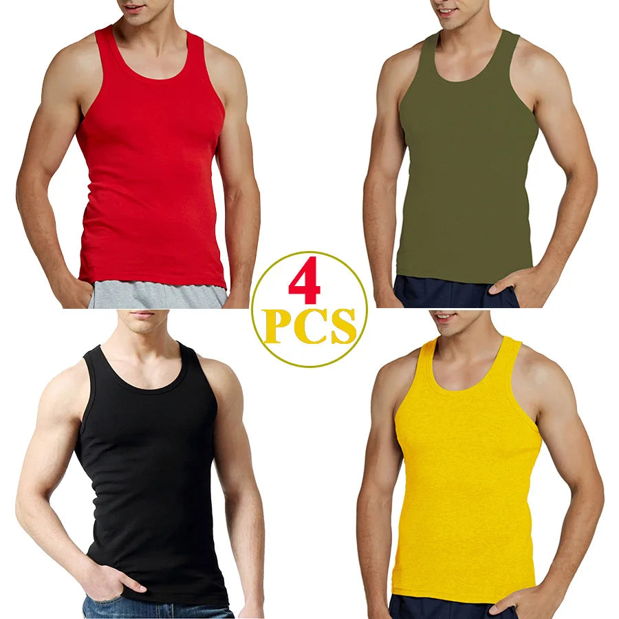 Regatas masculinas 100% algodão sólido colete masculino respirável sem mangas topos fino casual ginásio correndo confortável camiseta presente dos homens