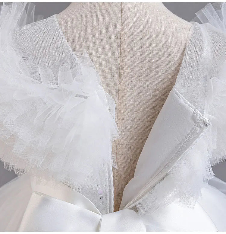Moda cor sólida menina vestido de noite renda malha sem mangas vestido de festa para crianças menina verão crianças meninas vestido de festa 3-12years