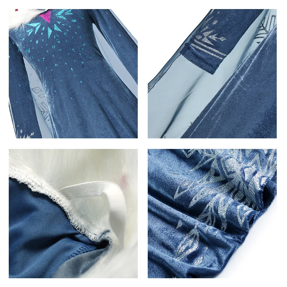 Menina cosplay neve rainha vestido outono inverno crianças elsa carnaval festa princesa traje crianças aniversário vestido de baile roupas 2-10t