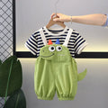 Verão crianças meninos roupas da criança casual dinossauro roupas tiras t camisa dos desenhos animados babador calças curtas 2 pçs/set crianças terno conjuntos