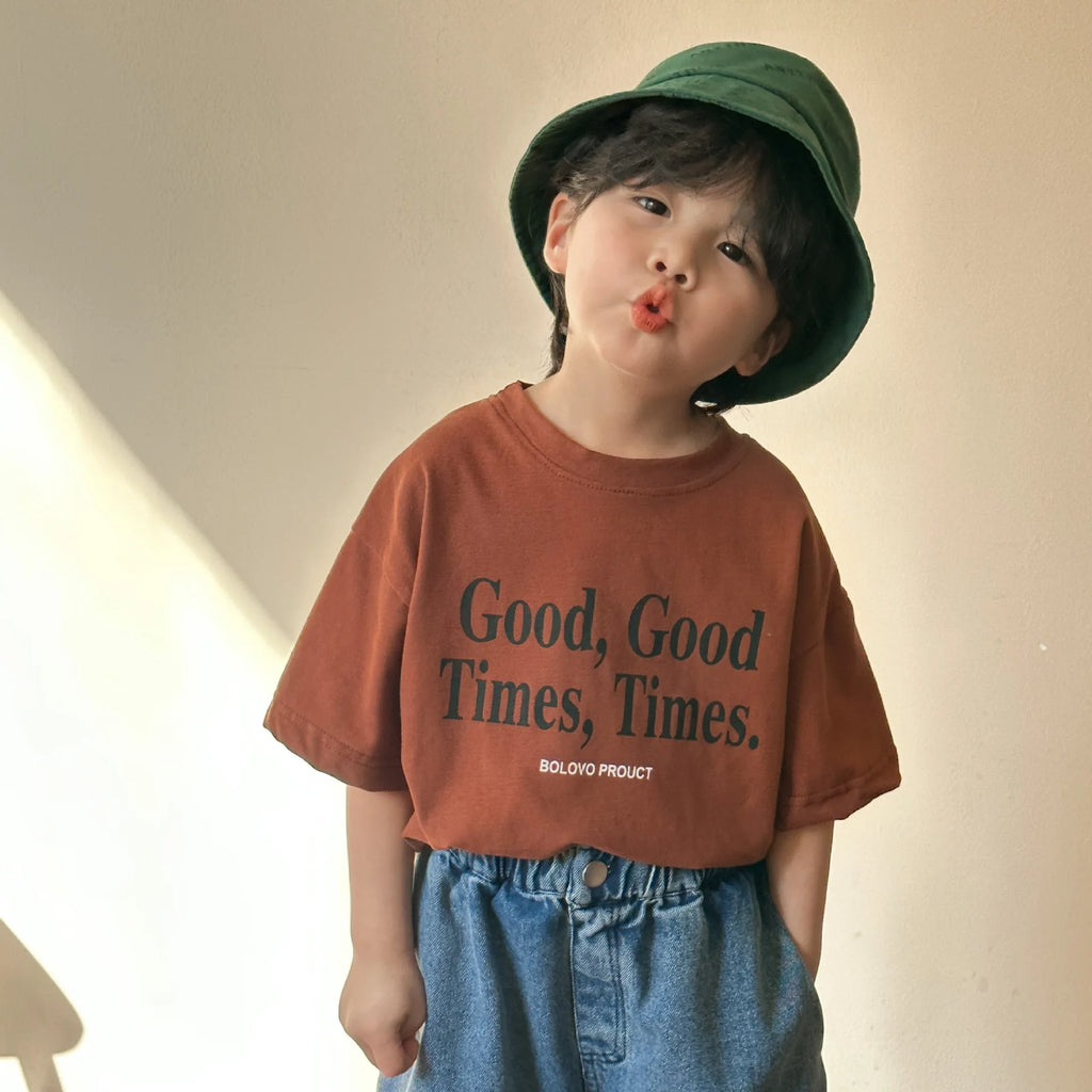 2025 verão moda solta menina crianças carta impressão camiseta menino bebê algodão manga curta camisetas criança casual topos roupas da criança