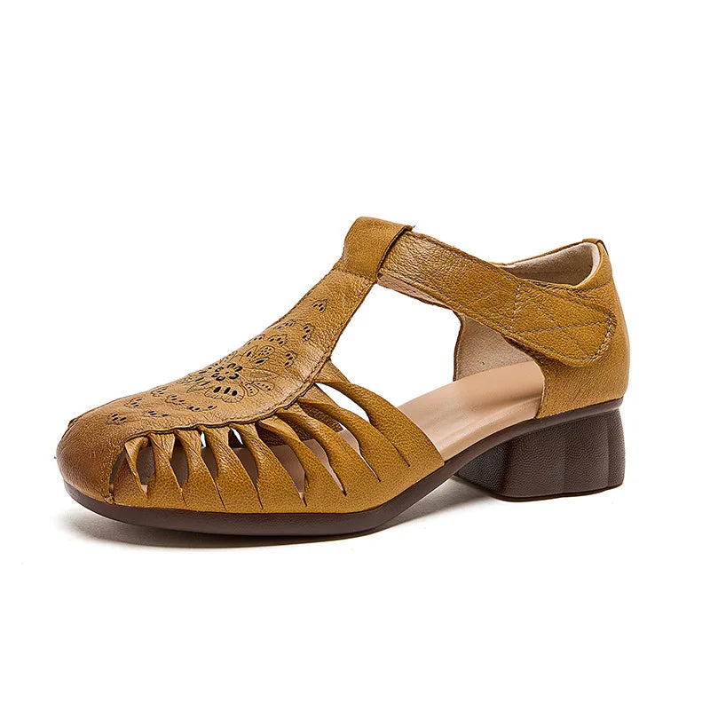 Sandálias gladiadoras de dedo fechado romano vintage para mulheres salto baixo luxo t-cinta recorte design respirável conforto sapatos ocos