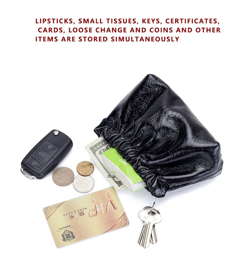 Carteira de couro genuíno das mulheres bolsa de moedas para senhoras clipe dinheiro bolso embreagem batom fone de ouvido bolsa de armazenamento bolsos