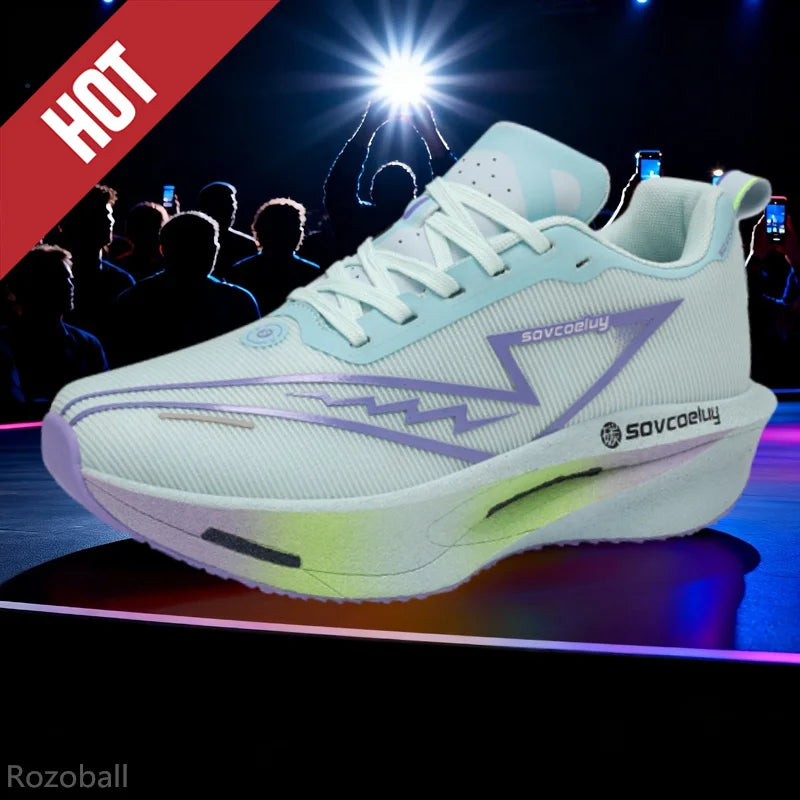 Tênis de Corrida com Placa de Carbono Especial para Maratona, Respirável e Leve, Confortável para Mulheres, Sneakers Antiderrapantes