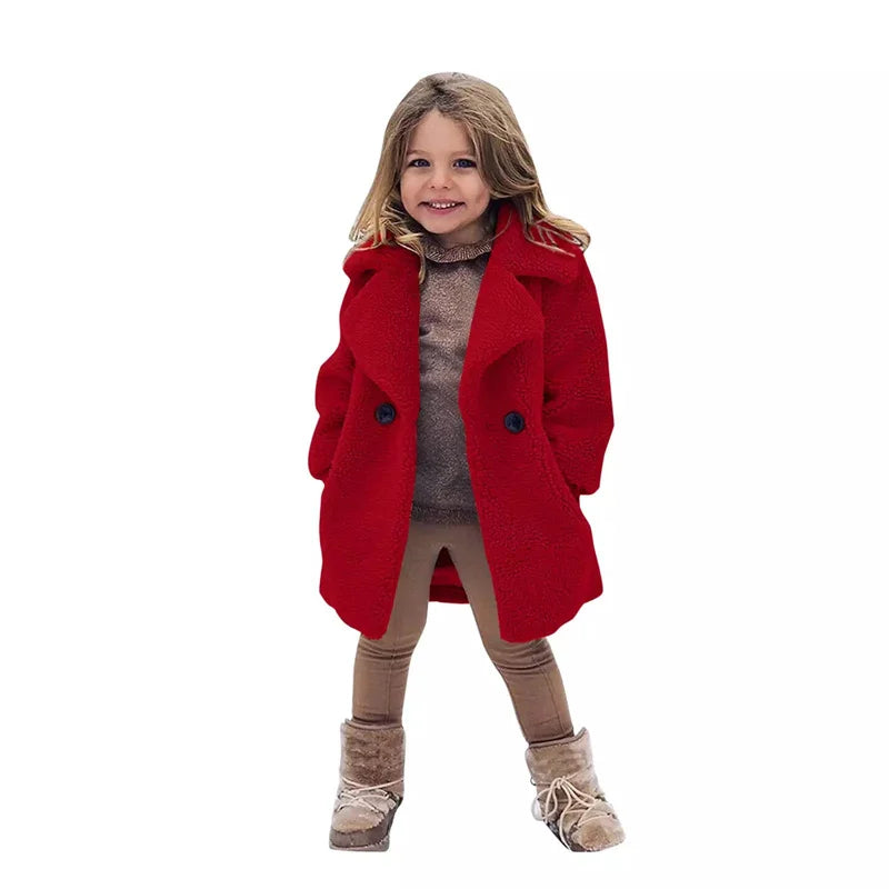 Bebê meninas casacos de pele do falso crianças inverno quente jaquetas de pelúcia crianças turndown colarinho acolchoado outerwear infantil casual roupas exteriores
