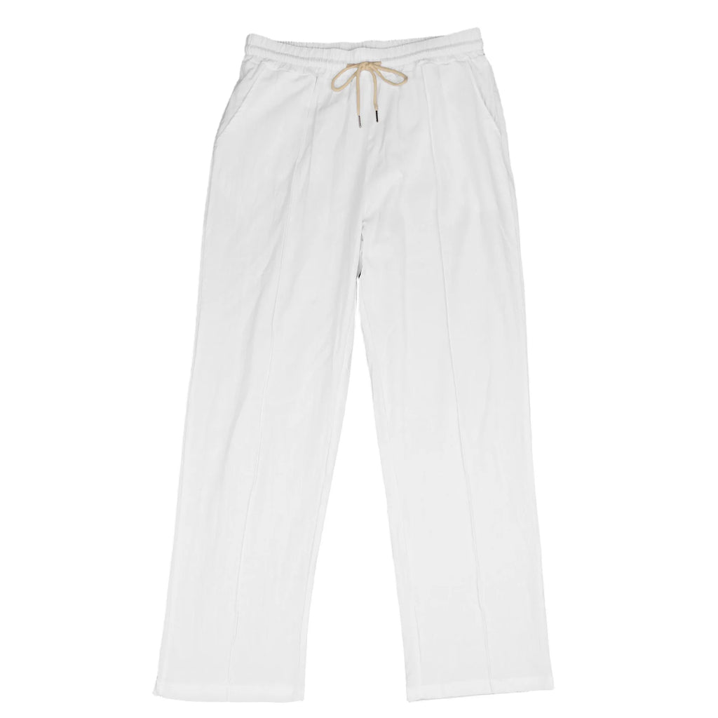Calças de Linho Americanas Novas Primavera 2026, Tecido Leve e Respirável, Estilo Casual Solto, Cintura com Cordão, Perfeitas para Uso Diário