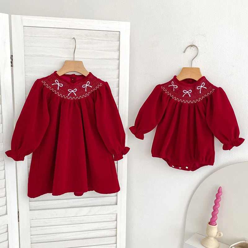 2025 natal crianças roupas de ano novo vestido irmã 0-6yrs menina vestido de festa crianças vestidos de princesa bebê menina macacão