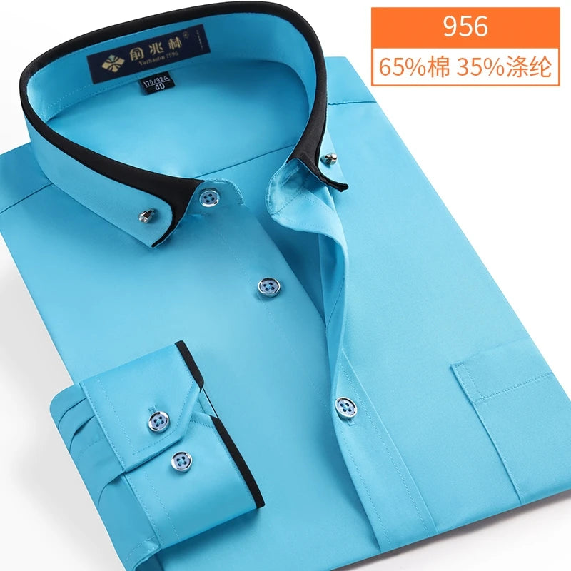 Nova chegada primavera comercial fácil cuidado camisa masculina oversize manga longa moda formal de alta qualidade plus size M-7XL8XL9XL
