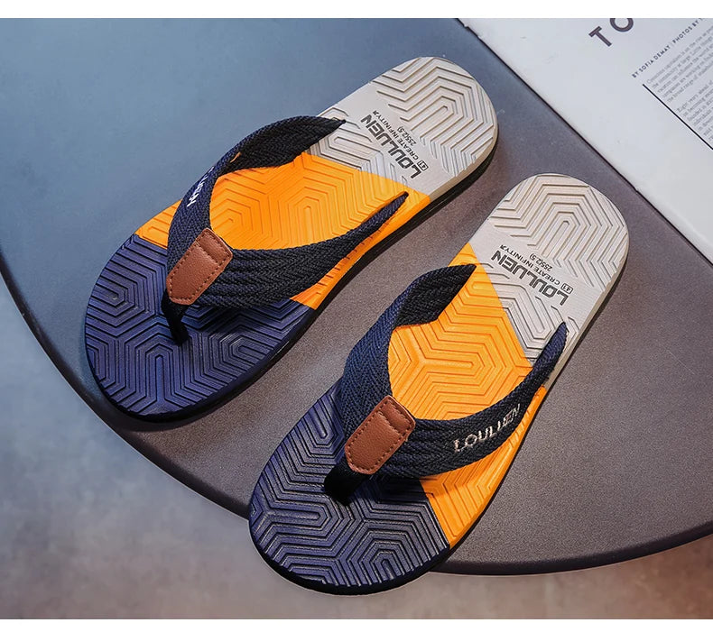 Chinelos de praia casual antiderrapante masculino, chinelos respiráveis, alta qualidade, moda ao ar livre, verão