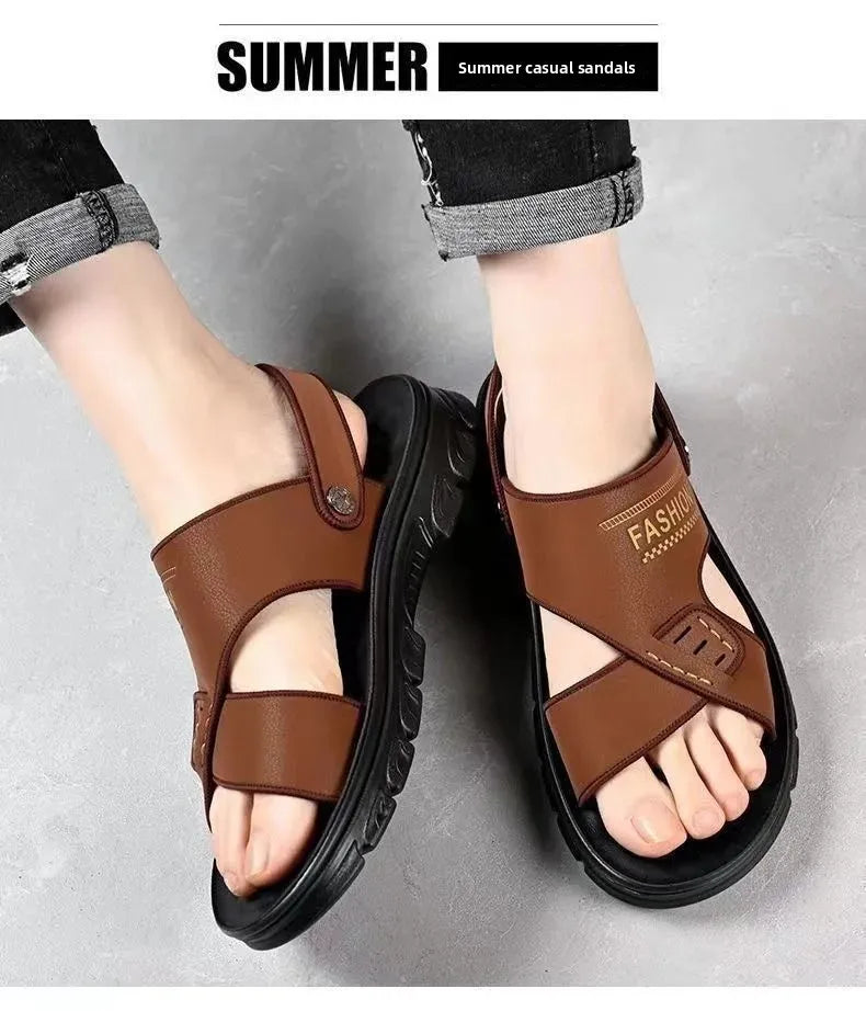Sandálias de Praia Masculinas de Verão, Reforçadas, Antiderrapantes, Resistentes ao Desgaste, Respiráveis, para Dirigir, Material PVC, Calçados para Adultos