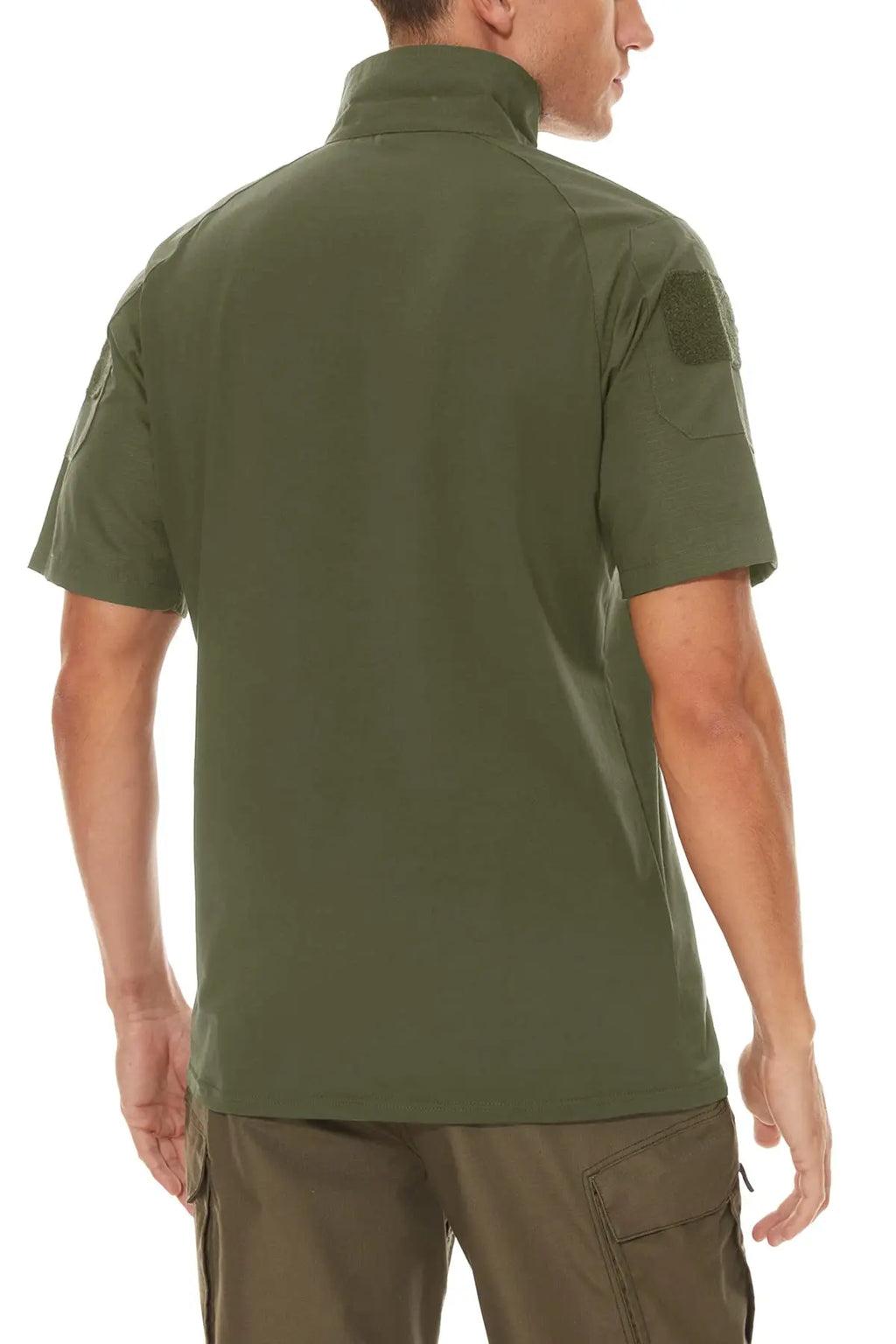 Tacvasen-camiseta de manga curta com bolsos com zíper para homens, roupas de estilo safári, cor sólida, para caminhadas e trabalho, para o verão