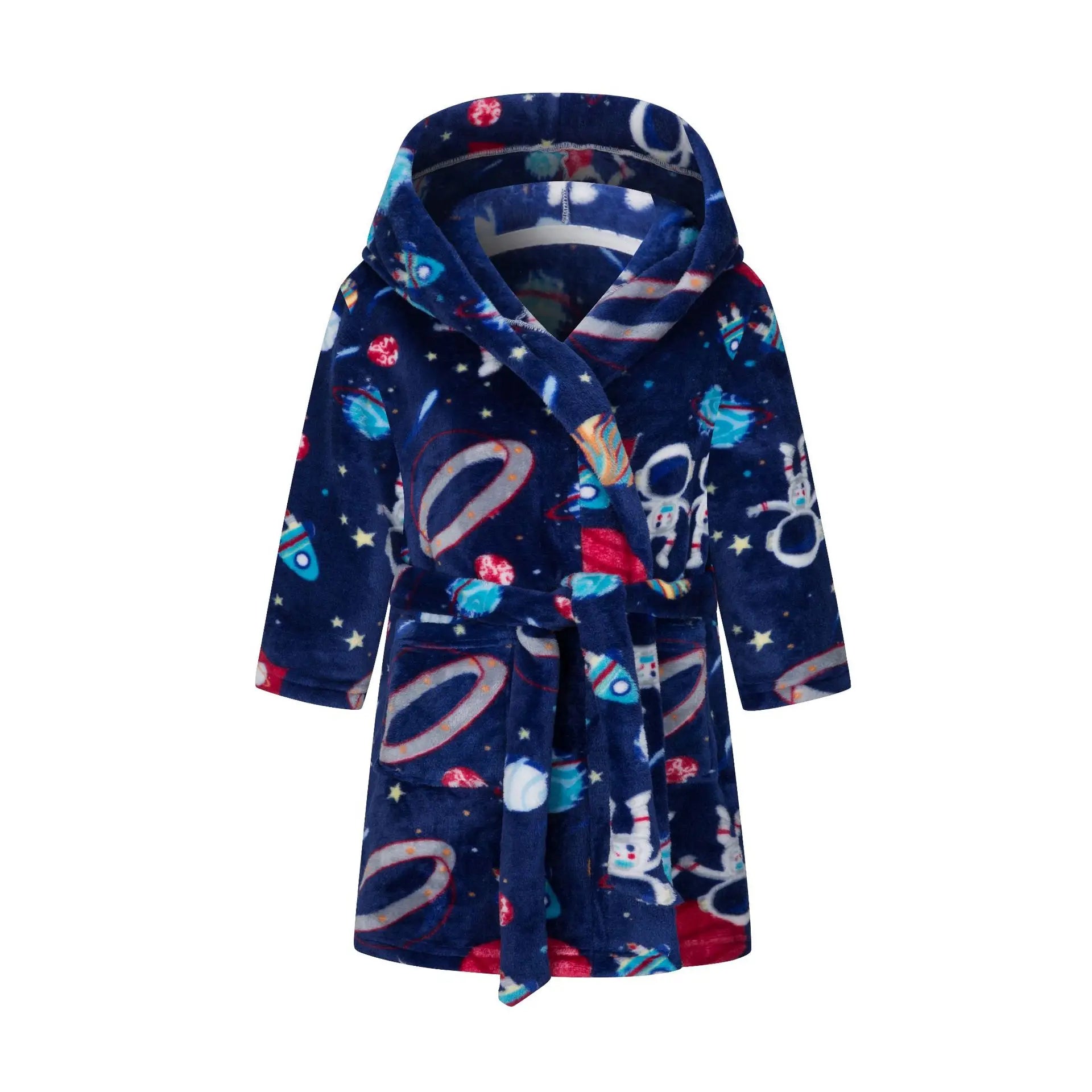 Crianças pijamas macios roupão de flanela de inverno 2025 novo dos desenhos animados bonito pijamas meninos meninas outono roupões com capuz homewear