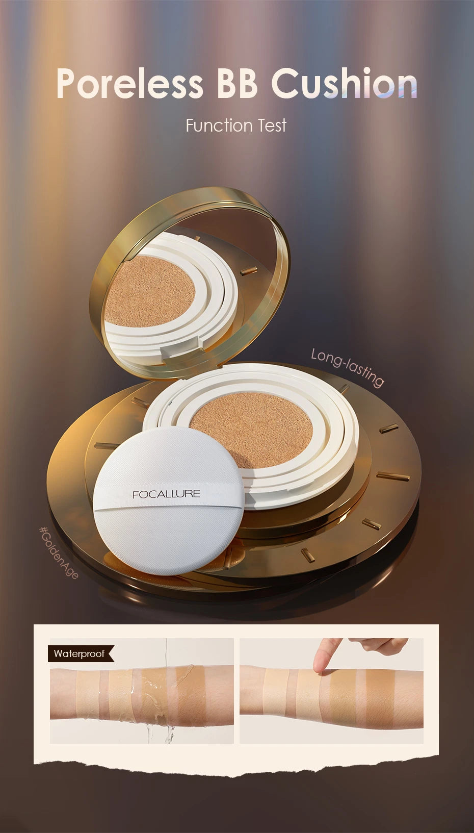 Focusallure fundação almofada de ar à prova dwaterproof água base fosca poros alta cobertura creme facial nutritivo suave fundação maquiagem