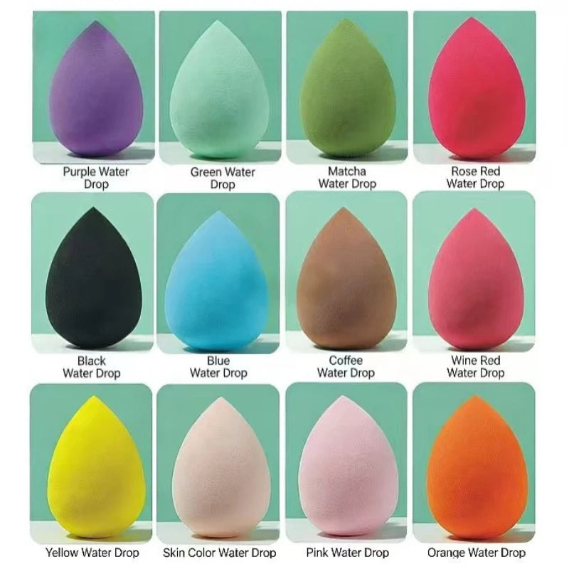 Conjunto de 12 esponjas de maquiagem, adequadas para aplicação de BB cream líquido e em pó, esponja de maquiagem tipo ovo para uso seco e molhado.