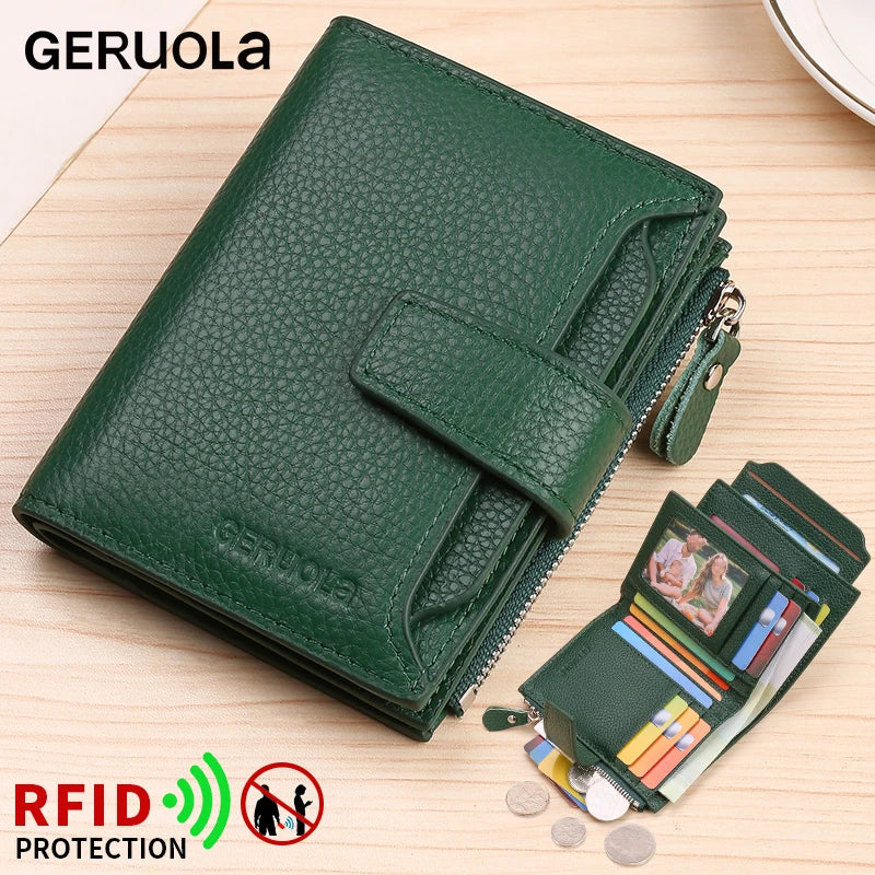 Rfid anti-roubo escova novo três dobras multi dobra carteira de couro genuíno multifuncional anti adulteração saco de cartão magnético sho