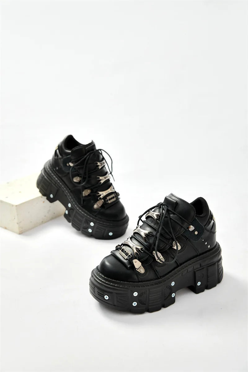 2025 nova plataforma escura feminina heavy metal personalidade goth tênis botas punk 8cm