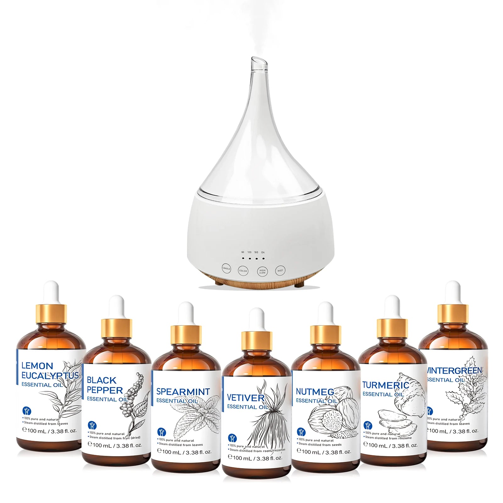 Óleo essencial HIQILI 100ml, várias fragrâncias para escolher, aromaterapia 100% natural, difusor, umidificador, vela