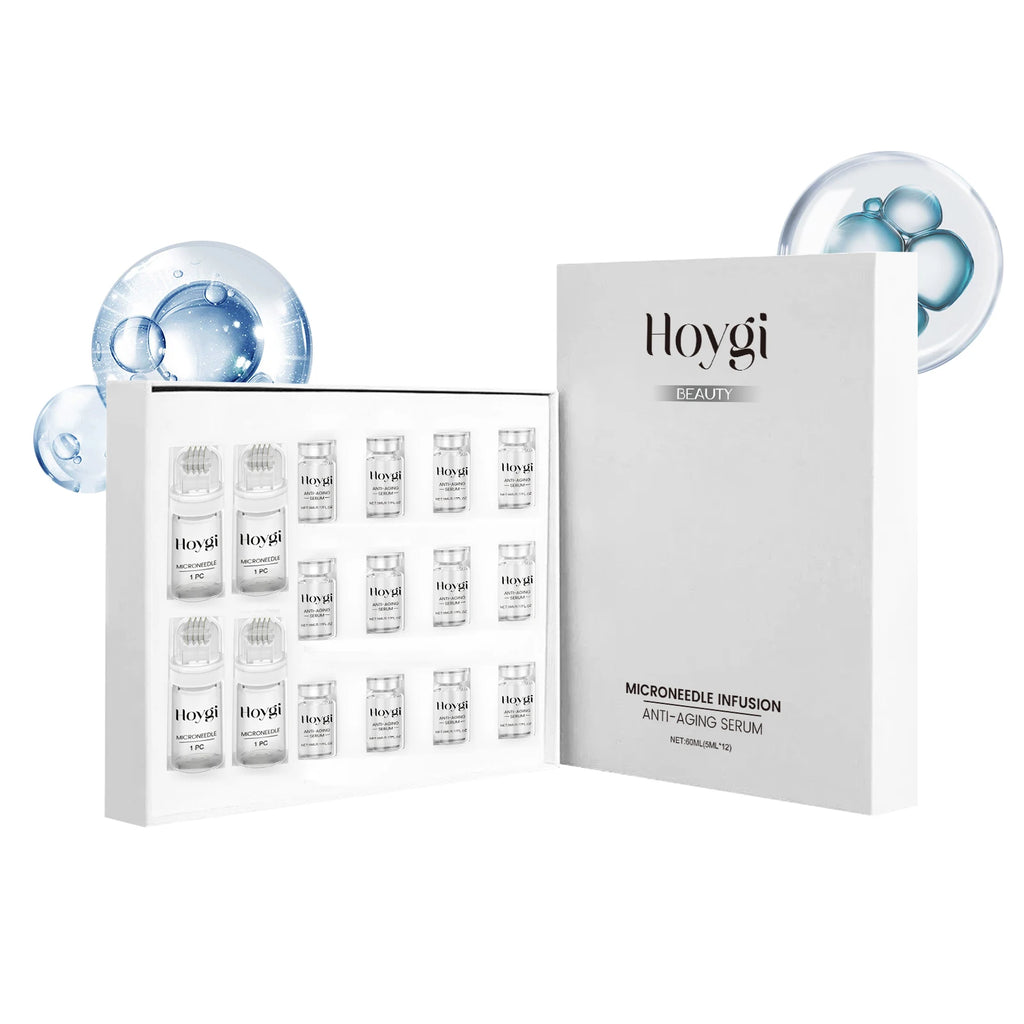 Conjunto de Sérum Facial Firmador com Rolo de Microagulhas, Essência Facial Anti-Envelhecimento, Hidratante, Suavizante e Embelezadora da Pele