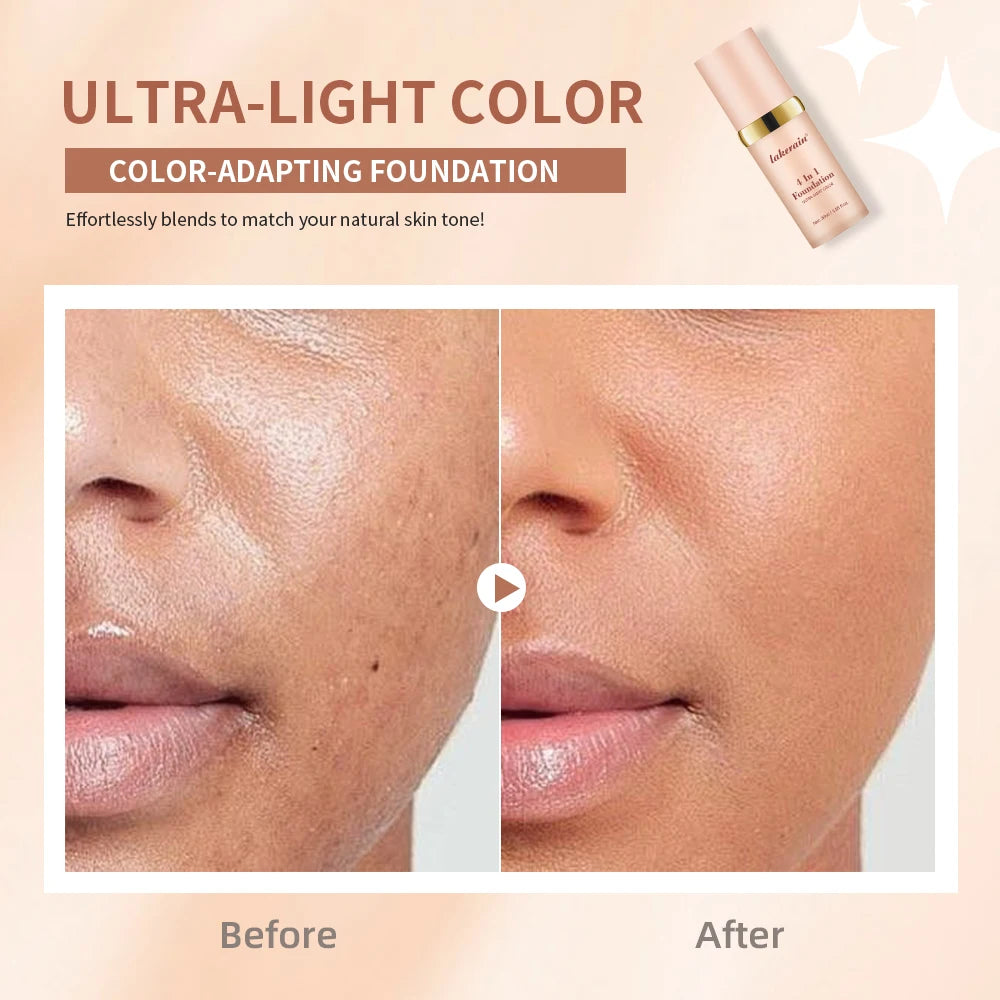 4 em 1 fundação de longa duração hidratante corretivo à prova dwaterproof água mesmo tom de pele spf 30 líquido hidratante corretivo de cobertura completa