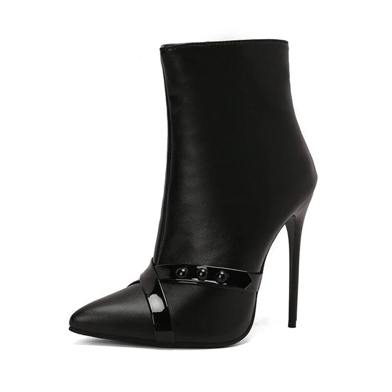 REAVE CAT-Sexy Stiletto Botas de Salto Alto, Botas de Couro, 12cm, Preto, Amarelo, Roxo, Tamanho Grande 44, 45, 46, 47, 48, US15, US16, US17