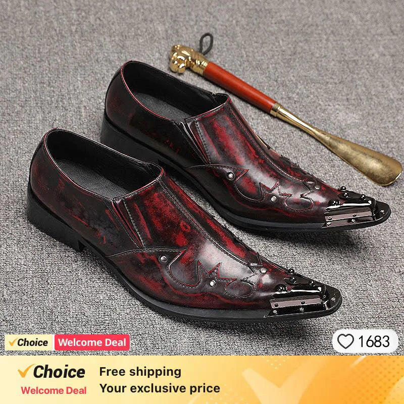 Mocassins britânicos de couro envernizado para homens, sapatos italianos deslizantes, sapatos de vestido marrom, novos, 2024