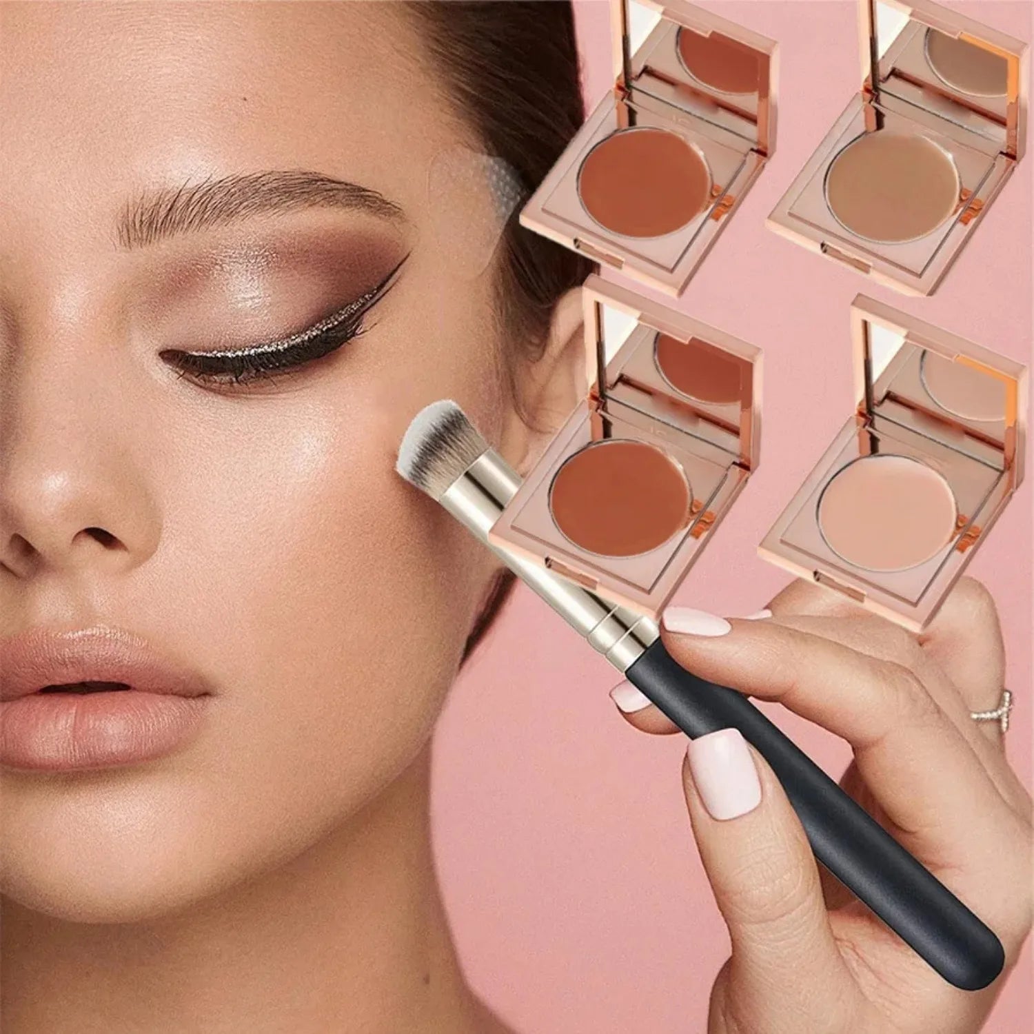 Pincel para Base e Corretivo, Pincéis Premium para Contorno e Blush, Pincel de Maquiagem Denso para Olhos e Rosto, Ideal para Esbater e Alisar