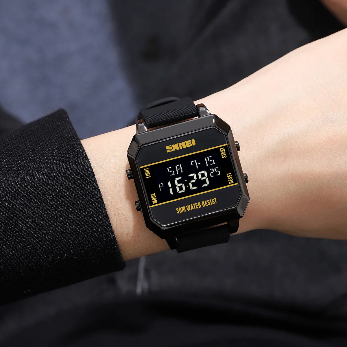 Skmei 2time led luz entusiasta jovem à prova dwaterproof água digital esporte relógios masculino data alarme nova moda relógio de pulso reloj hombre