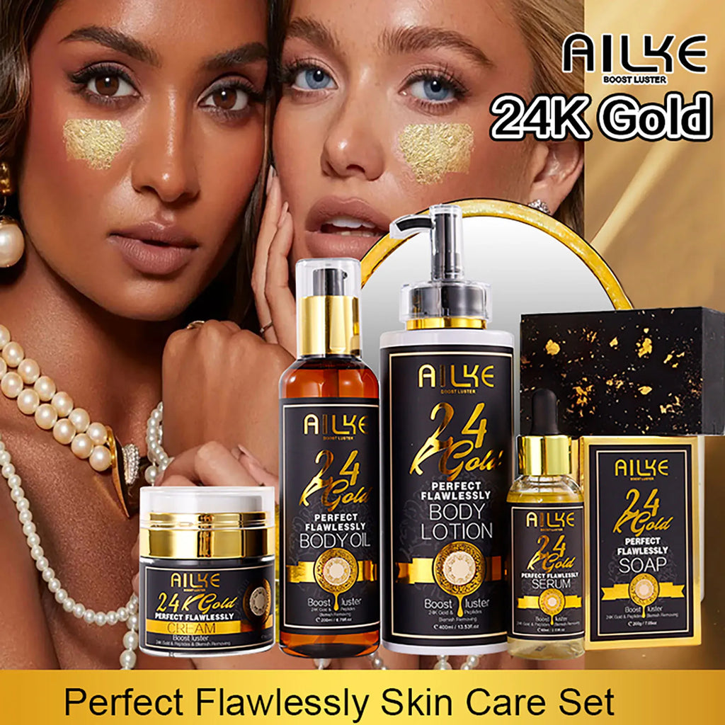 Ailke 24K Ouro Colágeno Creme Articulação Remoção de Manchas Escuras Forte Clareamento Rosto Anti Envelhecimento Conjunto de Cuidados com a Pele