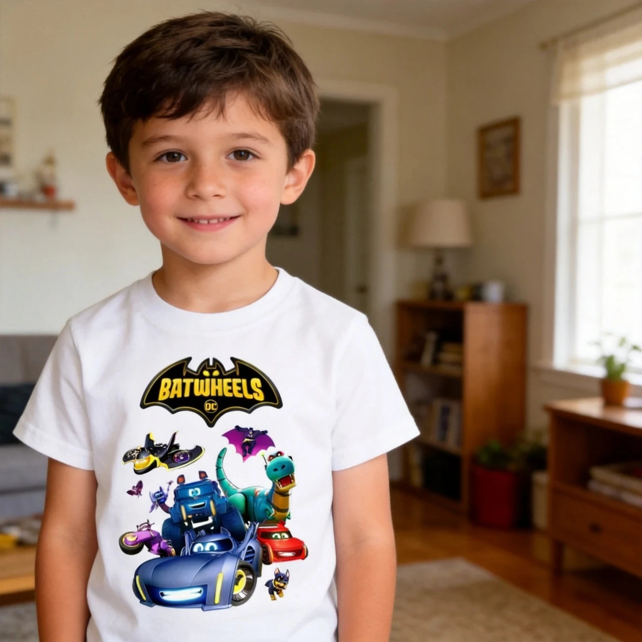 Engraçado batwheels manga curta crianças roupas camisetas verão crianças topos dos desenhos animados camisetas casuais de algodão meninos meninas clothes3057