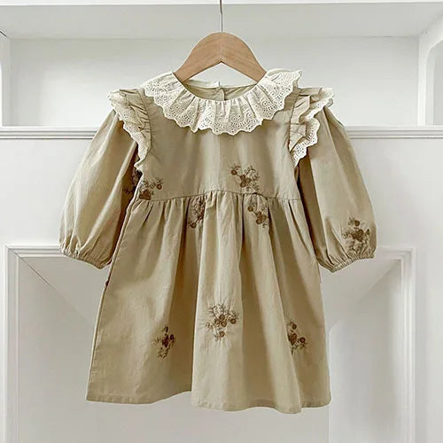 2025 nova primavera irmã vestido crianças roupas crianças vestidos de princesa manga comprida algodão bordado 1-6yrs bebê menina vestido de festa