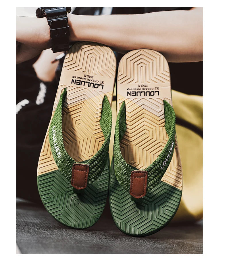 Chinelos de praia casual antiderrapante masculino, chinelos respiráveis, alta qualidade, moda ao ar livre, verão