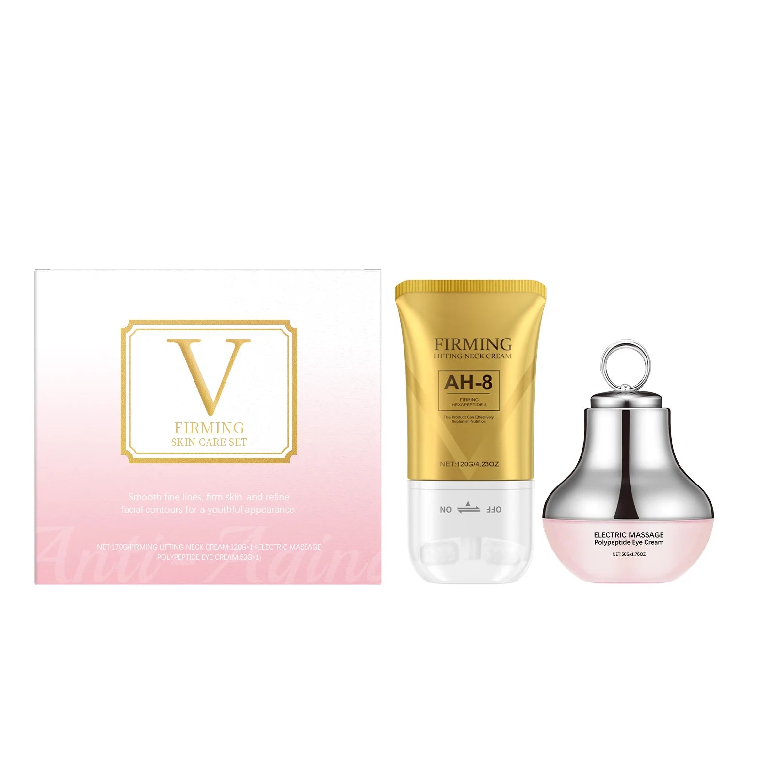 AH-8 pescoço conjunto de cuidados com os olhos massagem elétrica creme para os olhos pescoço loção firmadora linhas finas suaves hidratar apertar revitalizante cuidados com a pele