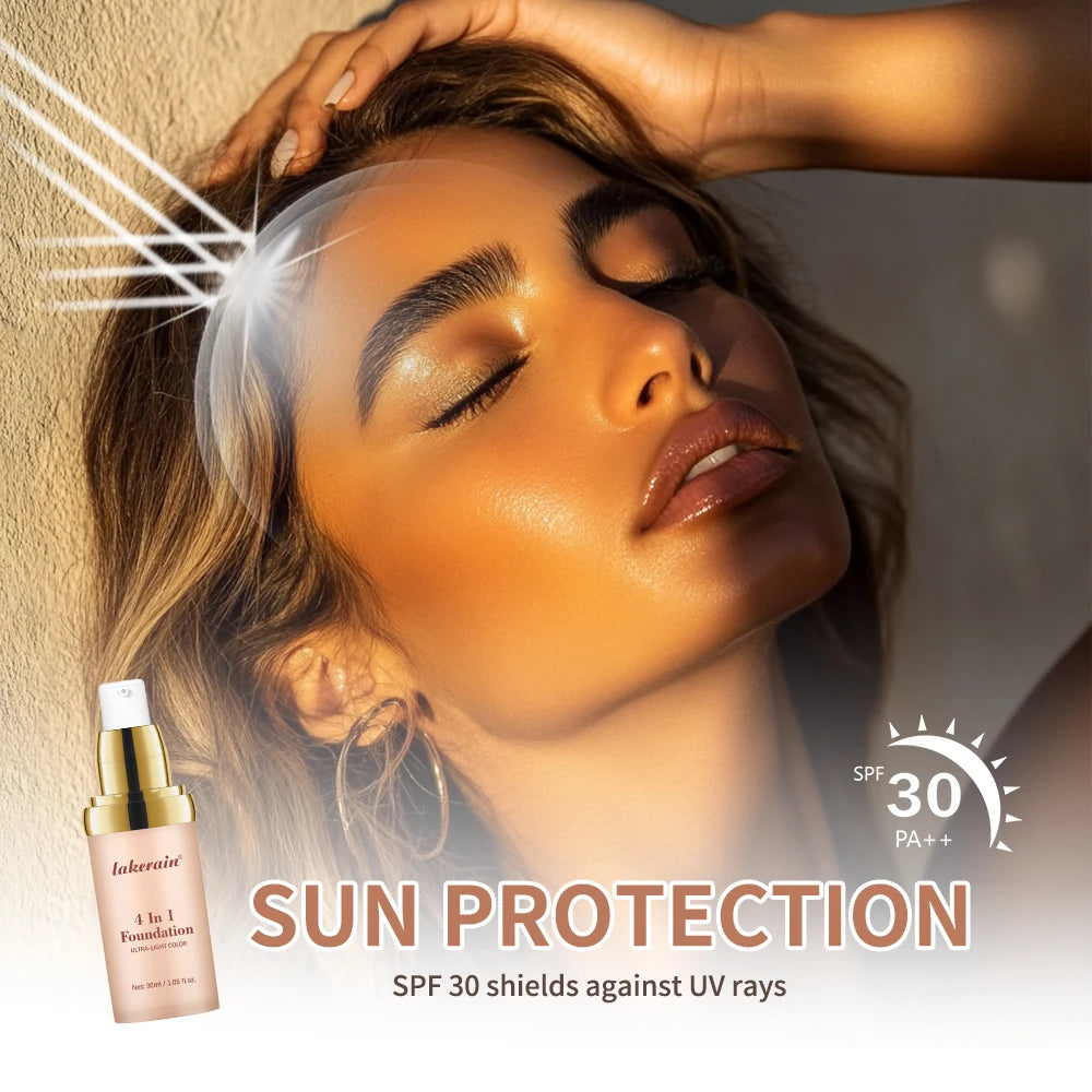4 em 1 fundação de longa duração hidratante corretivo à prova dwaterproof água mesmo tom de pele spf 30 líquido hidratante corretivo de cobertura completa