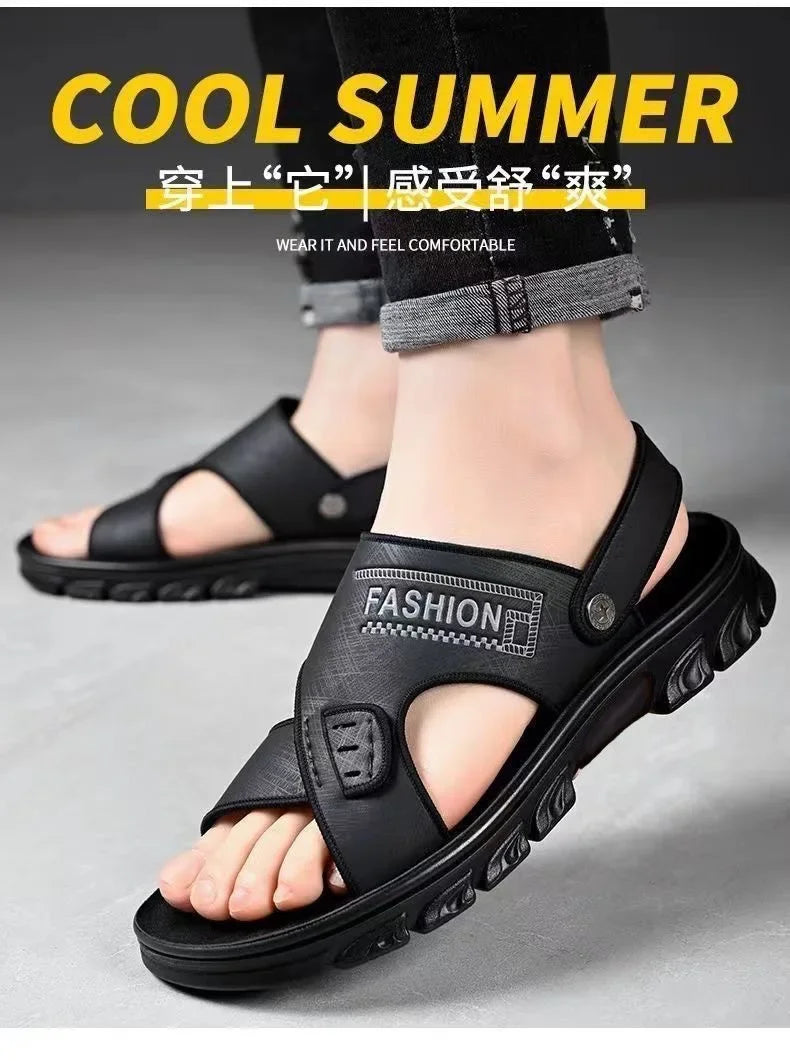 Sandálias de Praia Masculinas de Verão, Reforçadas, Antiderrapantes, Resistentes ao Desgaste, Respiráveis, para Dirigir, Material PVC, Calçados para Adultos