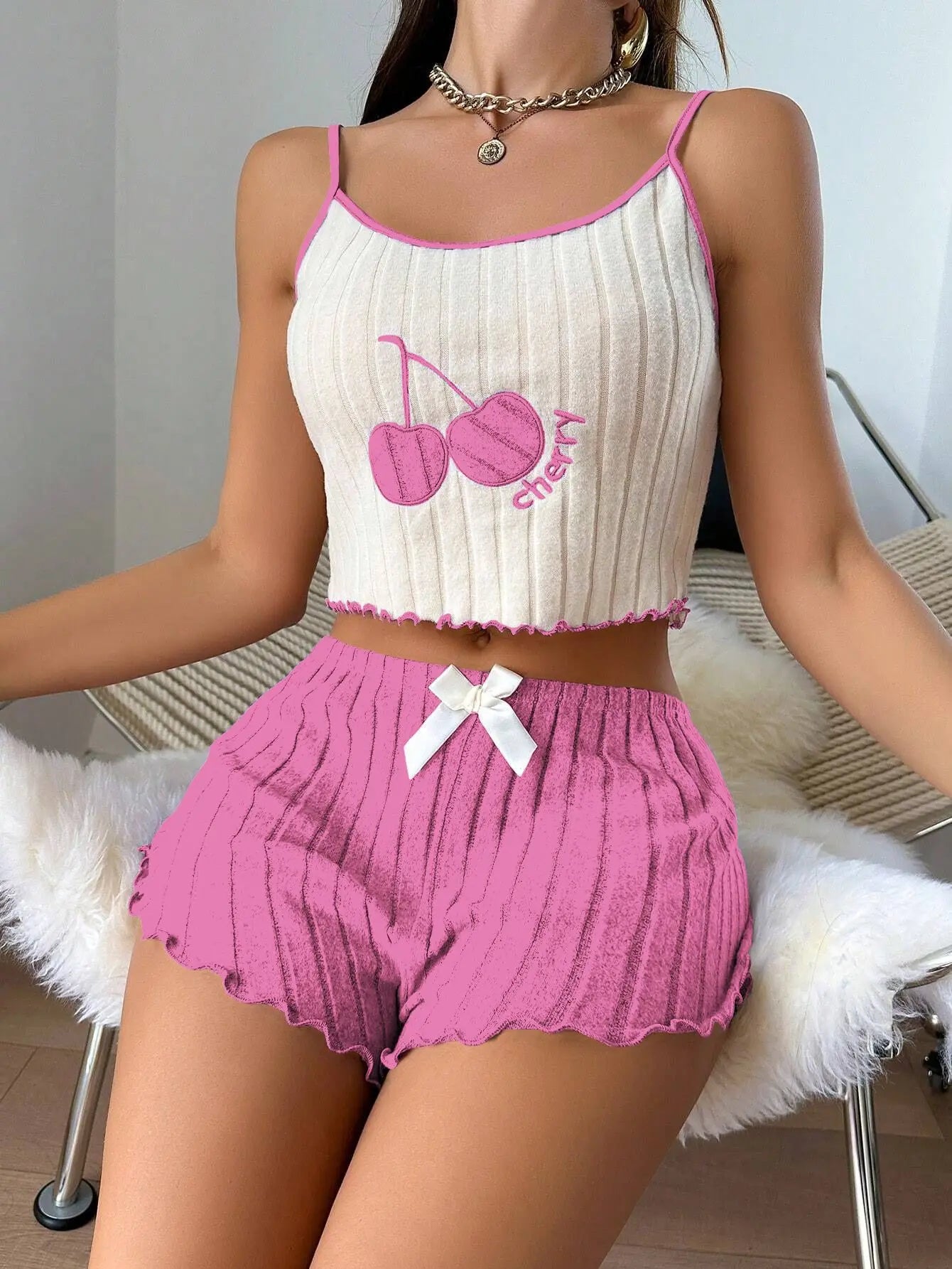 Feminino casual verão 2 pçs pijamas simples lã chão halter colete topos e shorts conjunto casa wear pijamas loungewear