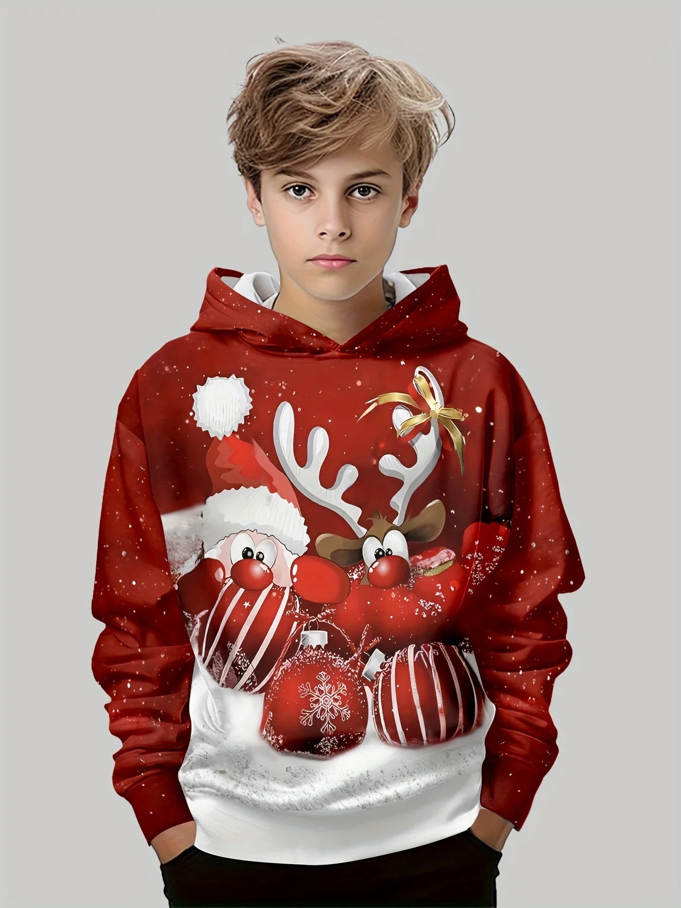 Crianças topo natal meninos roupas de manga longa outono roupas infantis dos desenhos animados papai noel impressão pulôver menina camisolas