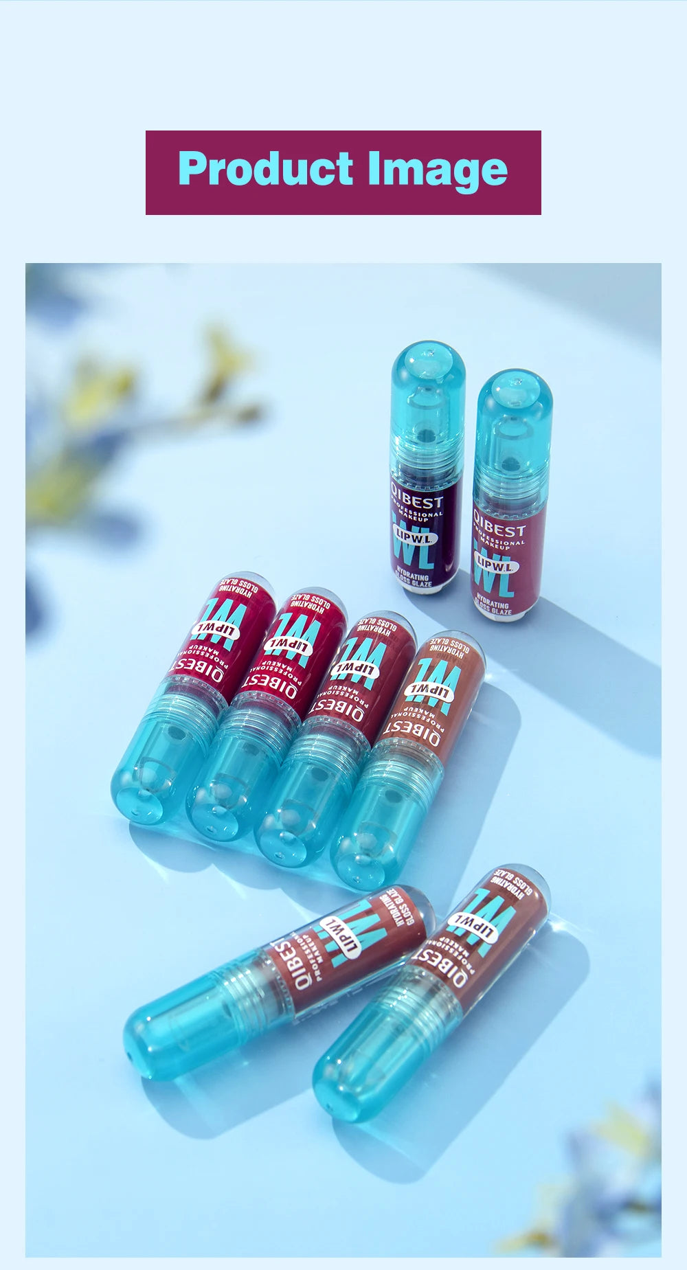 Brilho Labial Cristal QIBEST, Glaze Labial Hidratante de Longa Duração, Gloss Hidratante para Lábios
