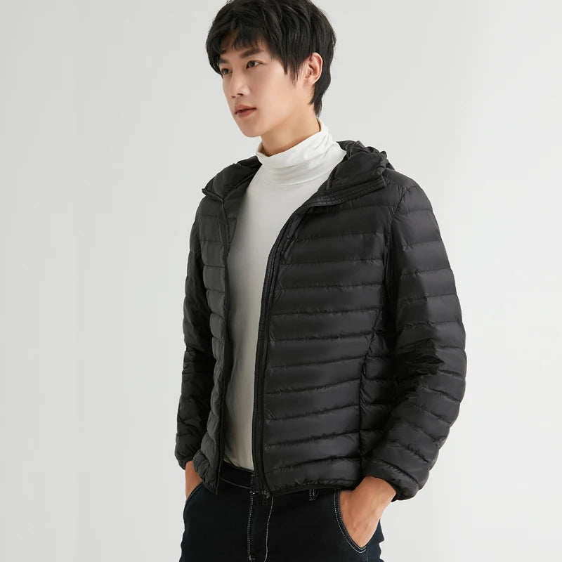 Homem 90% pato para baixo jaqueta com capuz inverno outono casaco masculino ultra leve jaquetas quentes outwear parkas ao ar livre roupas de campanha