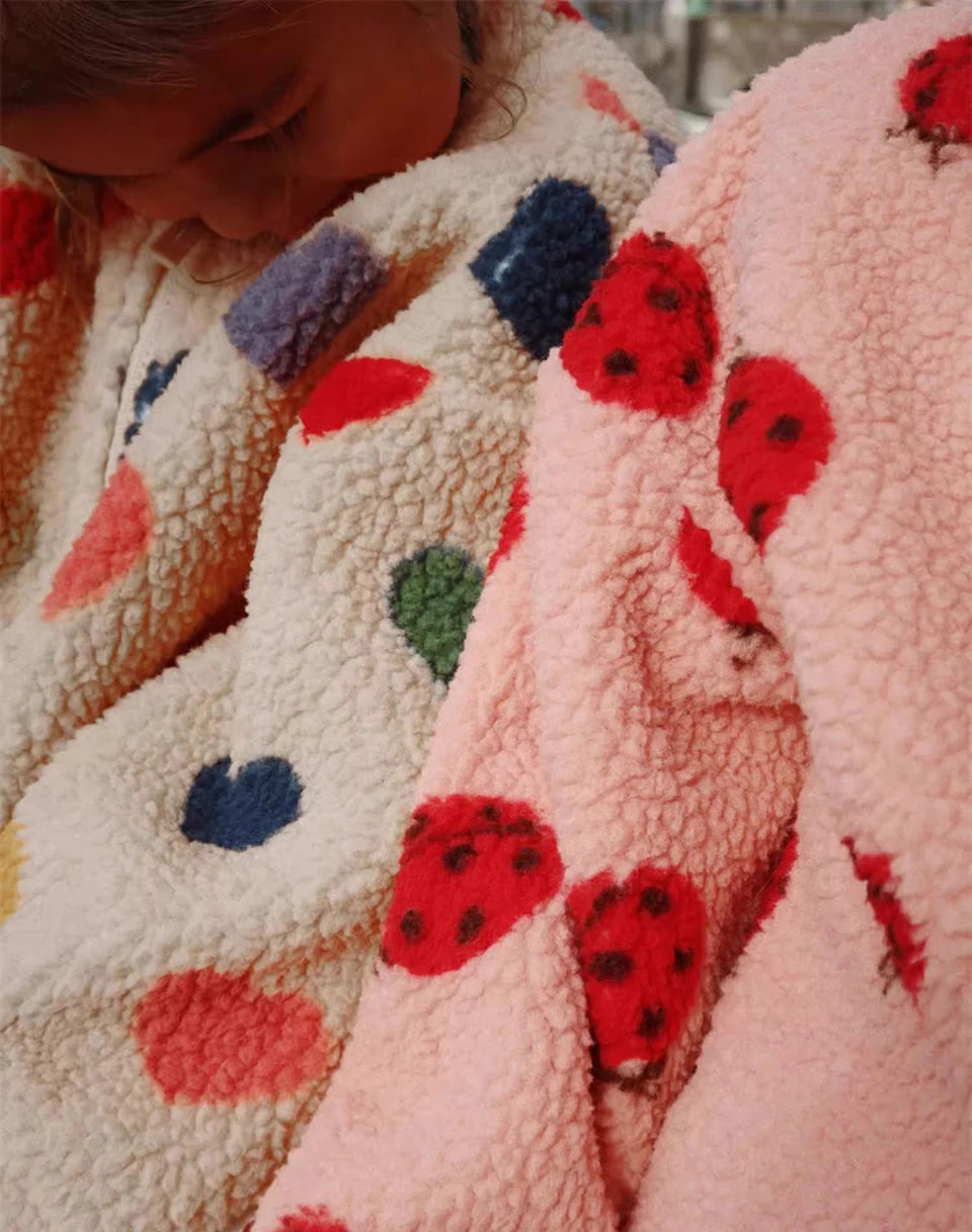 2024 inverno ks crianças algodão lã de cordeiro quente outerwear roupas meninas impressão casacos do bebê meninos mais jaquetas de lã crianças roupas