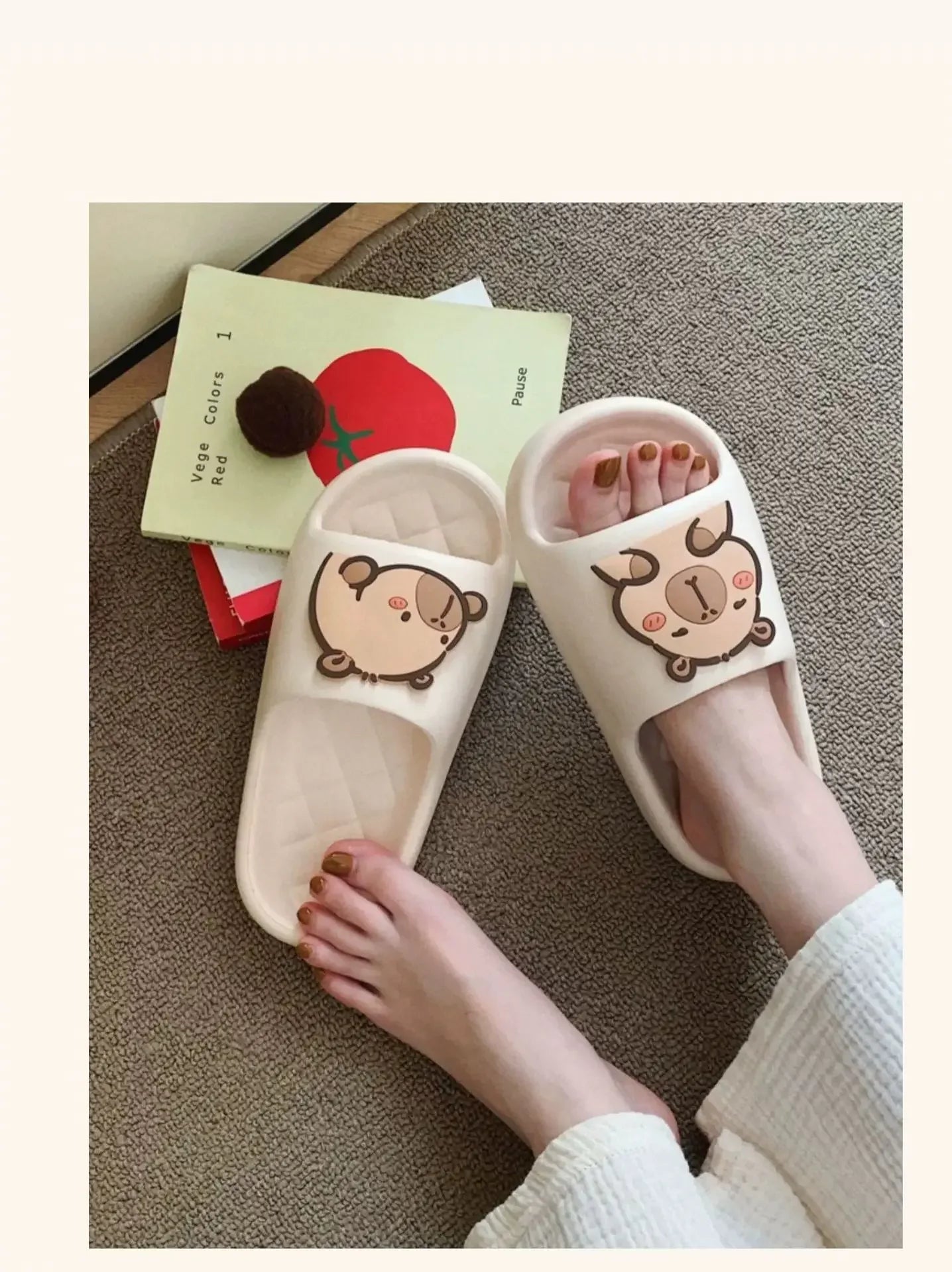 Capivara flip flops feminino chinelo kapibara bonito nuvem sandálias verão praia slides casa quarto sapatos kawai plana feminino eva