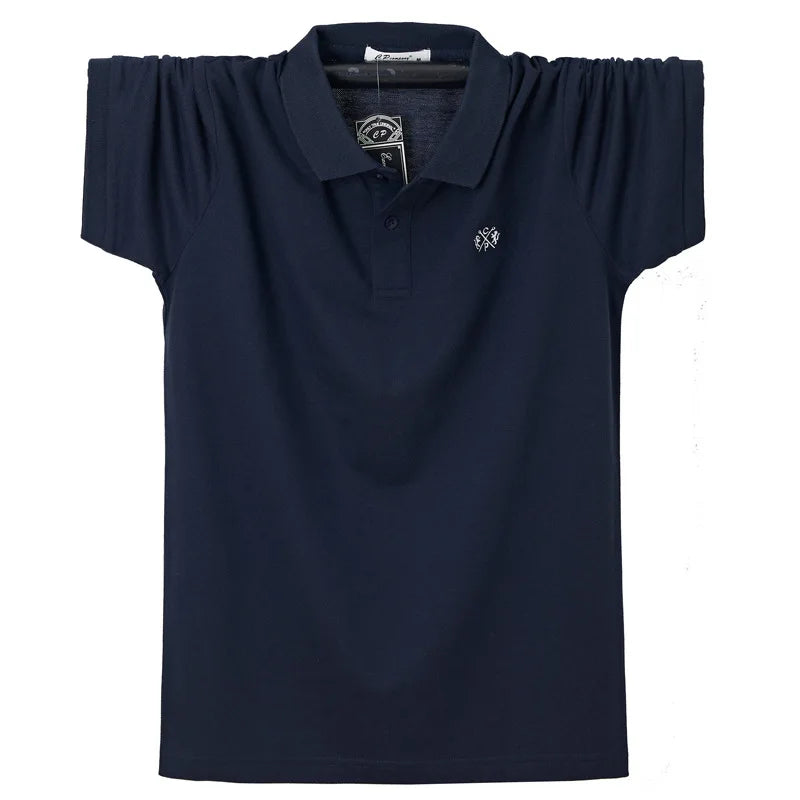 Camisa polo masculina de verão, roupas de marca de algodão puro, camisa polo masculina casual de negócios, manga curta, respirável, camisa polo macia 5xl