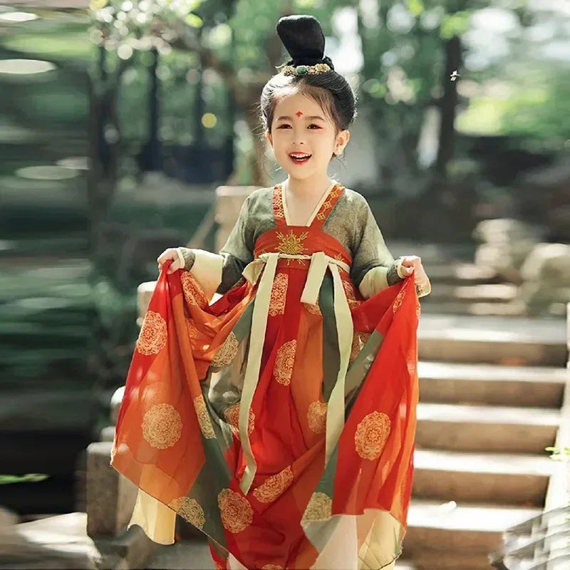 Traje de festa de verão vestidos da menina do vintage crianças roupas vestido casual bebê chinês hanfu cosplay crianças princesa meninas vestido