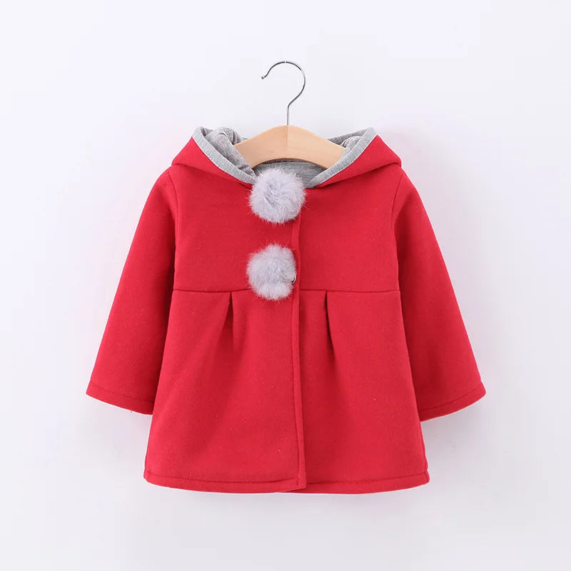 Jaqueta de algodão quente para bebês com orelhas de coelho, roupas infantis, casaco infantil, casacos, outono, primavera