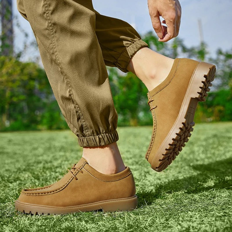 Sapatos casuais de couro mocassins clássicos masculinos rendas até derby sapatos retro workwear sapatos de alta qualidade ao ar livre sapato de caminhada de montanha