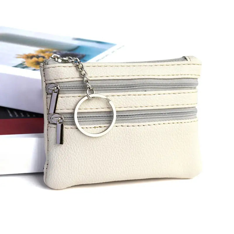 Bolsa de moedas de couro pu 2025 novo com chaveiro bolsa de bolso à prova d'água com zíper resistente ao desgaste porta-cartões de crédito masculino