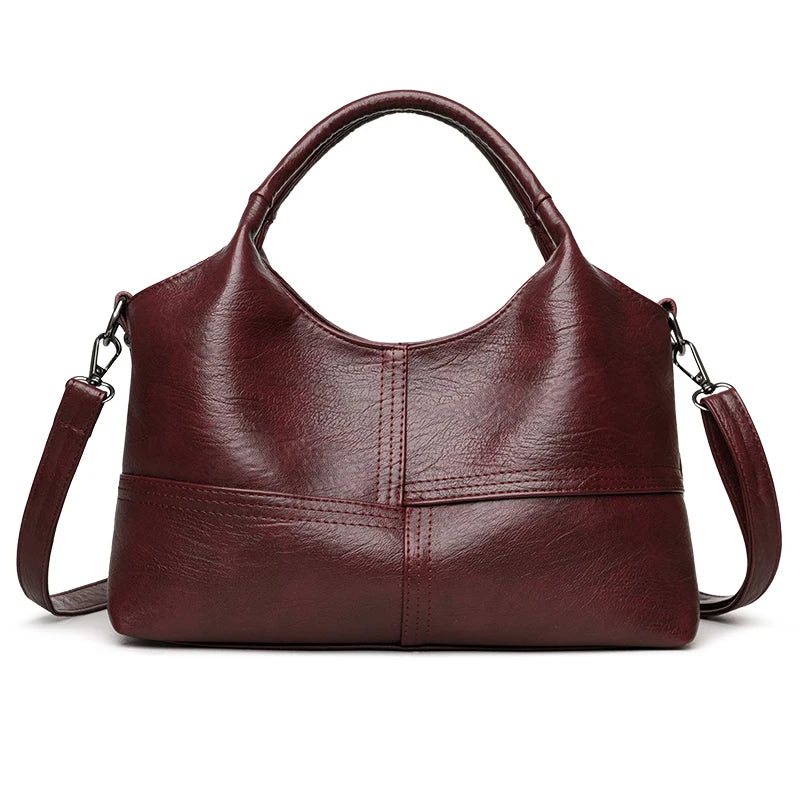 Bolsa, bolsa feminina, 2025 nova bolsa de couro macio moderna e simples, bolsa mãe de meia-idade, versátil de ombro único cr