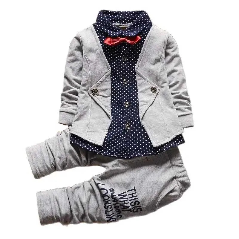 Crianças mais fino conjuntos de roupas primavera outono agasalho bebê meninos criança manga longa cavalheiro ternos crianças t camisa calças conjuntos roupas